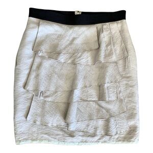 BCBGMaxAzria Womens Mini Skirt Beige Khaki Layered Ruffle Elastic Waist 2